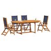 vidaXL 5 Piece Garden Dining Set Solid Wood Acacia and Textilene