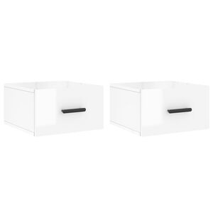 vidaXL Wall-mounted Bedside Cabinets 2 pcs High Gloss White 35x35x20 cm