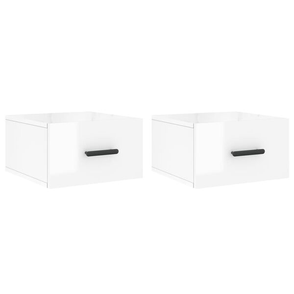 vidaXL Wall-mounted Bedside Cabinets 2 pcs High Gloss White 35x35x20 cm