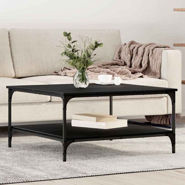 vidaXL Coffee Table Black oak 80 x 80 x 40 cm Engineered Wood
