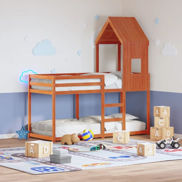 vidaXL Kids' Bed Roof Wax Brown 60x99x139.5 cm Solid Wood Pine