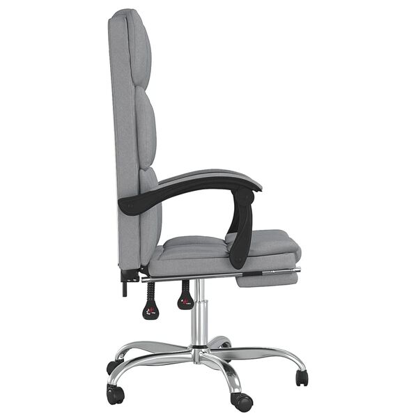vidaXL Reclining Office Chair Light Grey Fabric