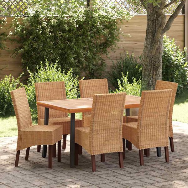 vidaXL Dining Chairs 6 pcs Brown Natural Rattan
