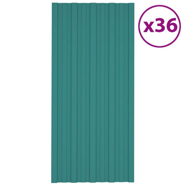 vidaXL Roof Panels 36 pcs Galvanised Steel Green 100x45 cm