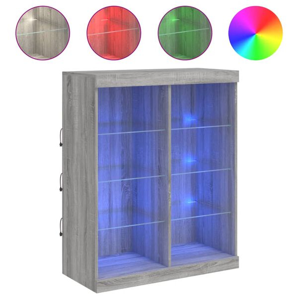 vidaXL Sideboard with LED Lights Grey Sonoma 81x37x100 cm