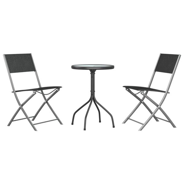 vidaXL 3 Piece Garden Dining Set Black Steel