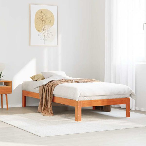 vidaXL Bed Frame without Mattress Wax Brown 80x200 cm Solid Wood Pine