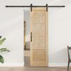 vidaXL Sliding Door Natural and Black 61 x 198.5 cm Solid Pine Wood