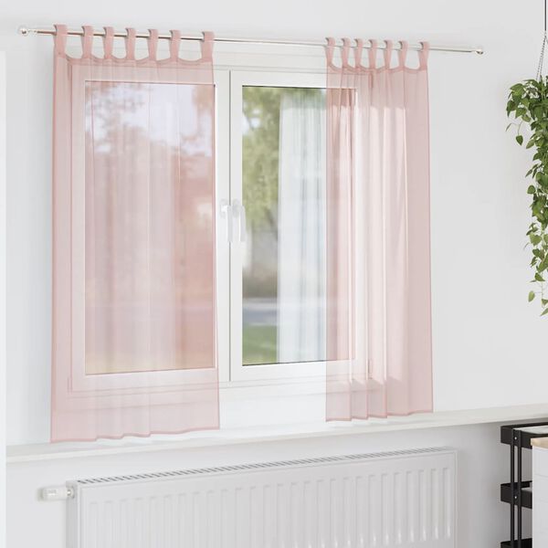 vidaXL Voile Curtains with Loops 2 pcs Light Pink 140x140 cm