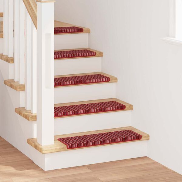 vidaXL Self-adhesive Stair Mats Striped 15 pcs Red 65 x 21 x 4 cm