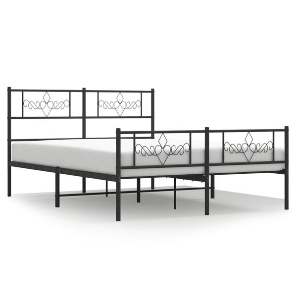 vidaXL Metal Bed Frame without Mattress with Footboard Black 160x200cm