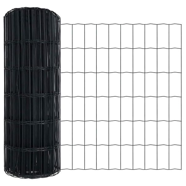 vidaXL Euro Fence Grey 0.8 x 25 m PVC-coated iron