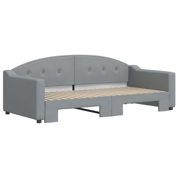 vidaXL Daybed with Trundle without Mattress Light Grey 90x190 cm Single