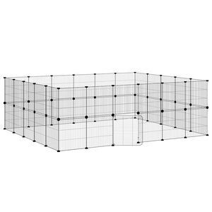 vidaXL 44-Panel Pet Cage with Door Black 35x35 cm Steel