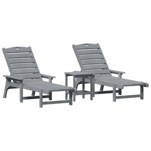 vidaXL Sun Lounger 3 pcs Polyethylene Light Grey