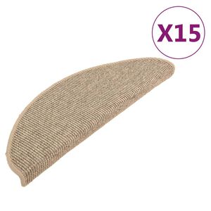 vidaXL Stair Mats 15 pcs 65x21x4 cm Dark Beige Half Round Large