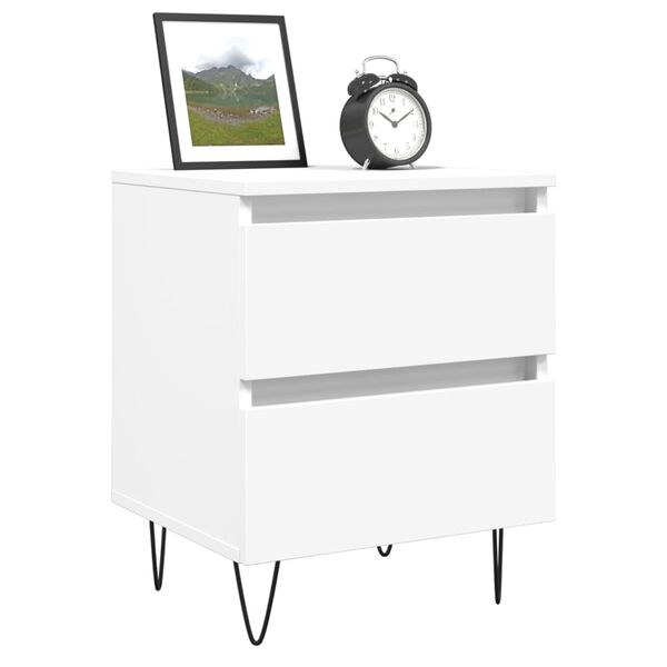 vidaXL Bedside Cabinet White 40x35x50 cm Engineered Wood