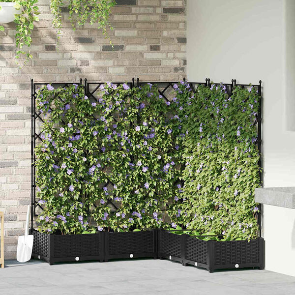 vidaXL Garden Planter 5 pcs Black 120 x 120 x 125.5 cm Steel