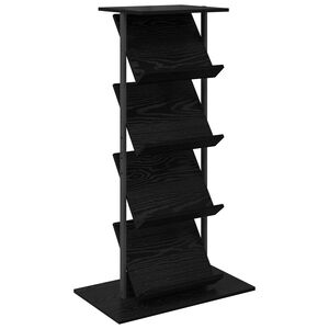 vidaXL Magazine Rack Black Oak 68 x 40 x 123.5 cm Engineered Wood