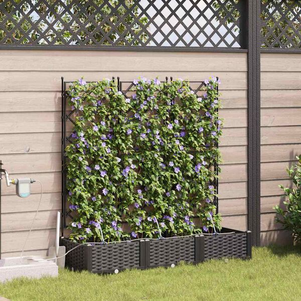vidaXL Garden Planter 3 pcs Black Steel