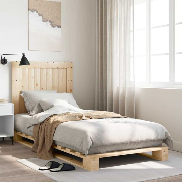 vidaXL Bed Frame without Mattress with Headboard 90x200 cm Solid Wood