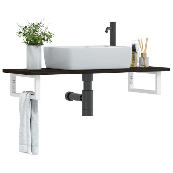 vidaXL Basin Shelf Wall Mounted Steel and Solid Wood Oak