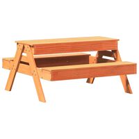 vidaXL Picnic Table with Sandpit for Kids Wax Brown Solid Wood Pine