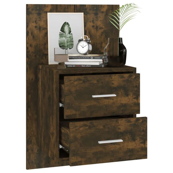 vidaXL Wall-mounted Bedside Cabinet Smoked Oak