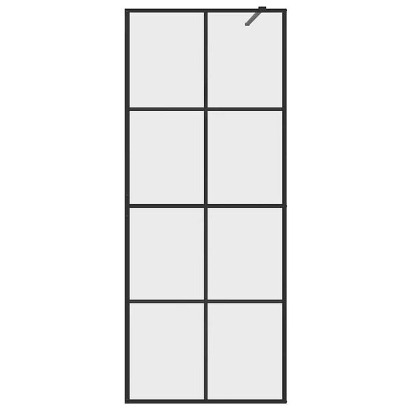 vidaXL Walk-in Shower Wall with Clear ESG Glass 80x195 cm Black