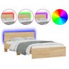 vidaXL Bed Frame with Headboard and LED Sonoma Oak 120x190 cm Small Double