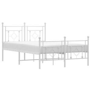 vidaXL Metal Bed Frame without Mattress with Footboard White 120x200cm