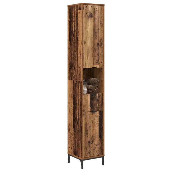 vidaXL Bathroom Cabinet with Drawer Old Wood 31.5 x 33 x 190 cm