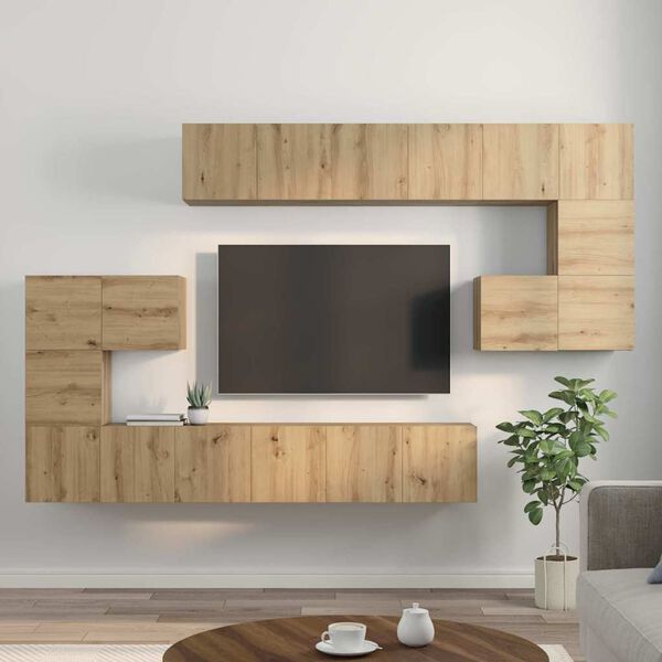 vidaXL TV Cabinet Set Wall-mounted 10 pcs Artisan Oak Engineered Wood