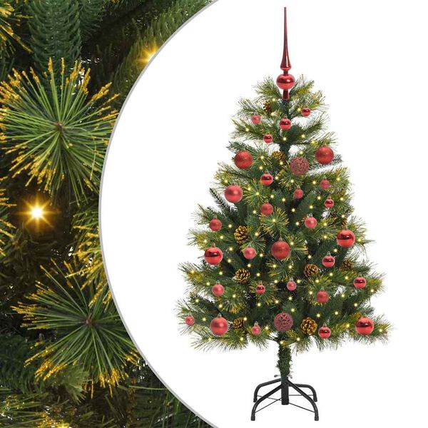 vidaXL Artificial Hinged Christmas Tree with Cones Green 120 cm