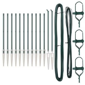 vidaXL Ground Spike Fence Post 13 pcs Green Powder-Coated Steel