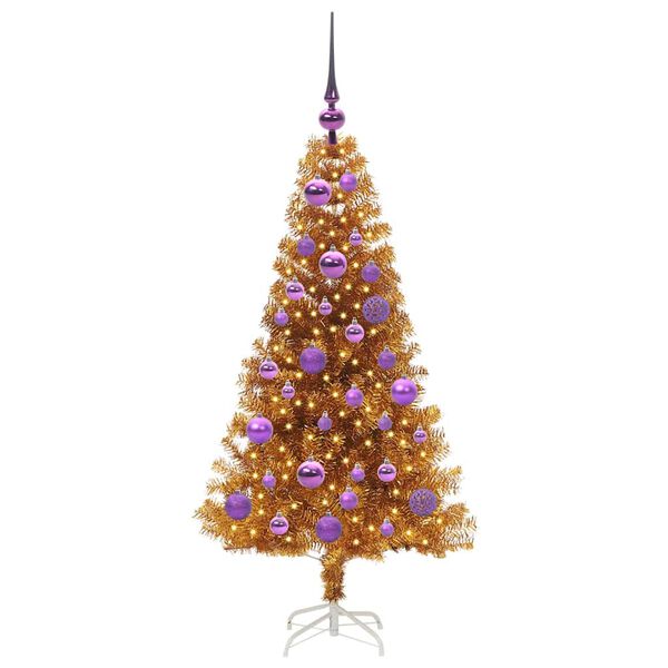 vidaXL Christmas Tree with 150 LEDs with Stand Gold 120 cm PET