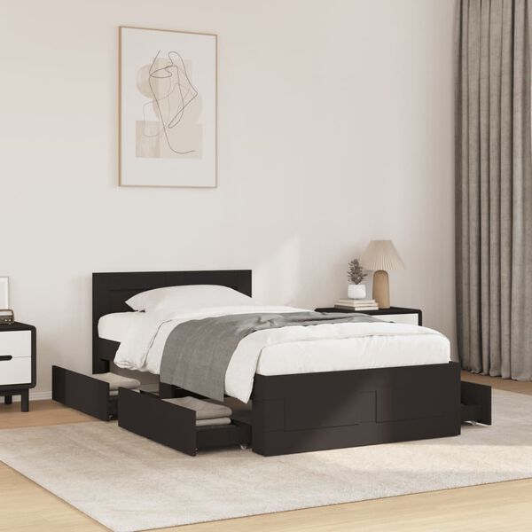 vidaXL Bed Frame with Headboard without Mattress Black 90x200 cm
