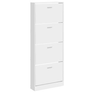 vidaXL Shoe Cabinet High Gloss White 59x17x150 cm Engineered Wood