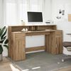 vidaXL Desk with LED Lights Artisian Oak 160x55x91 cm Engineered Wood