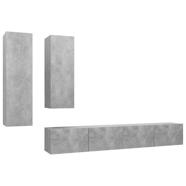 vidaXL 4 Piece TV Cabinet Set Concrete Grey Engineered Wood