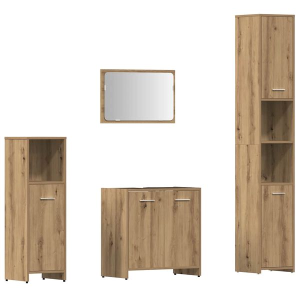 vidaXL 4 Piece Bathroom Furniture Set Artisan Oak Engineered Wood