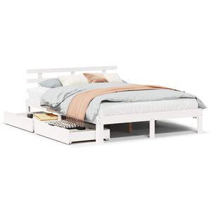 vidaXL Bed Frame with Drawers without Mattress White 160x200 cm