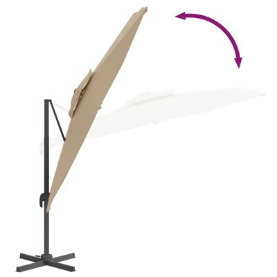 vidaXL Double Top Cantilever Umbrella Taupe 400x300 cm