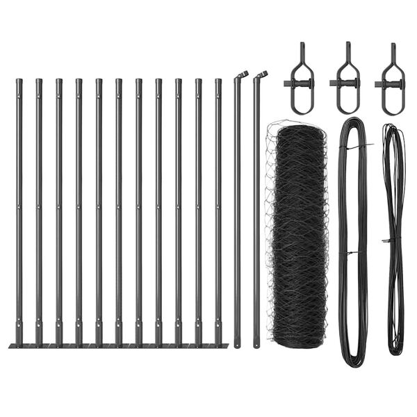 vidaXL Fence Post Grey 25 x 0.5 m (50 mm mesh) Steel