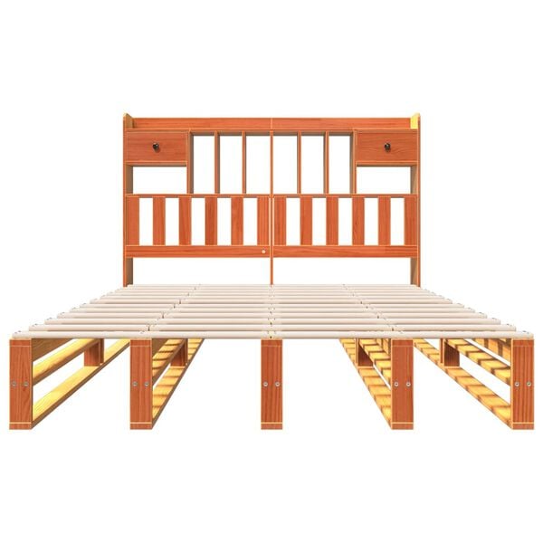 vidaXL Bookcase Bed without Mattress Wax Brown 140x200 cm Solid Wood Pine