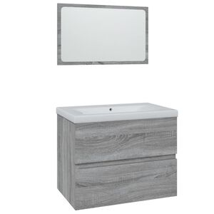 vidaXL Bathroom Furniture Set Grey Sonoma Engineered Wood