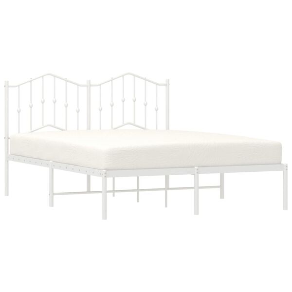 vidaXL Metal Bed Frame without Mattress with Headboard White 140x200cm