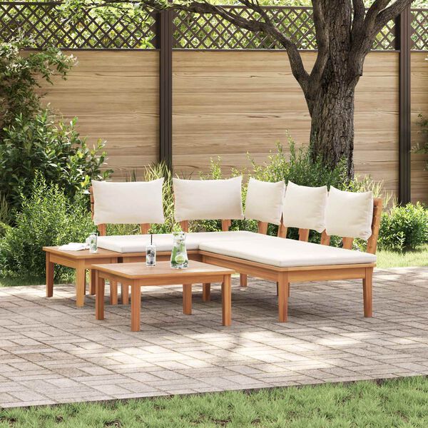 vidaXL Garden Sofa Set 4 pcs Brown and Cream