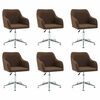 vidaXL Swivel Dining Chairs 6 pcs Brown Fabric