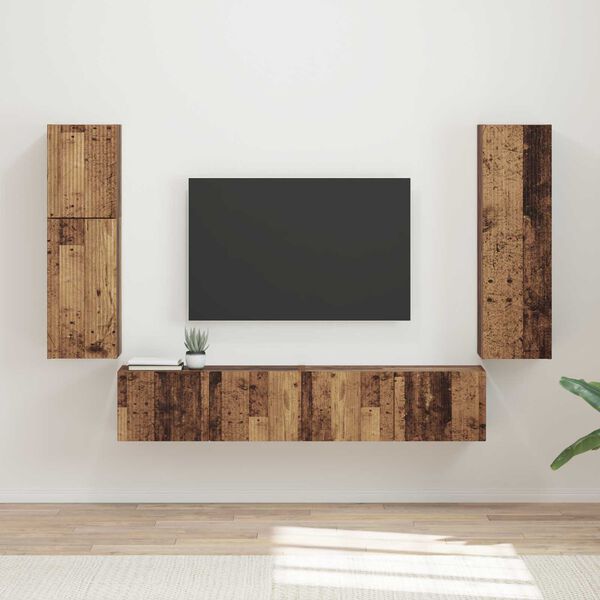 vidaXL TV Cabinet Set Wall-mounted 4 pcs Old Wood Engineered Wood